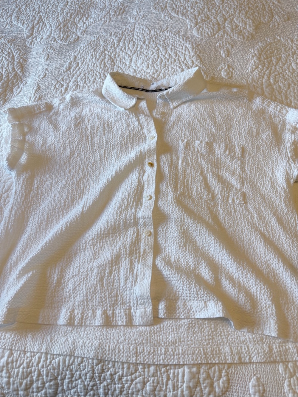 Jane and Delancey White Textured Short-Sleeve Button Shirt